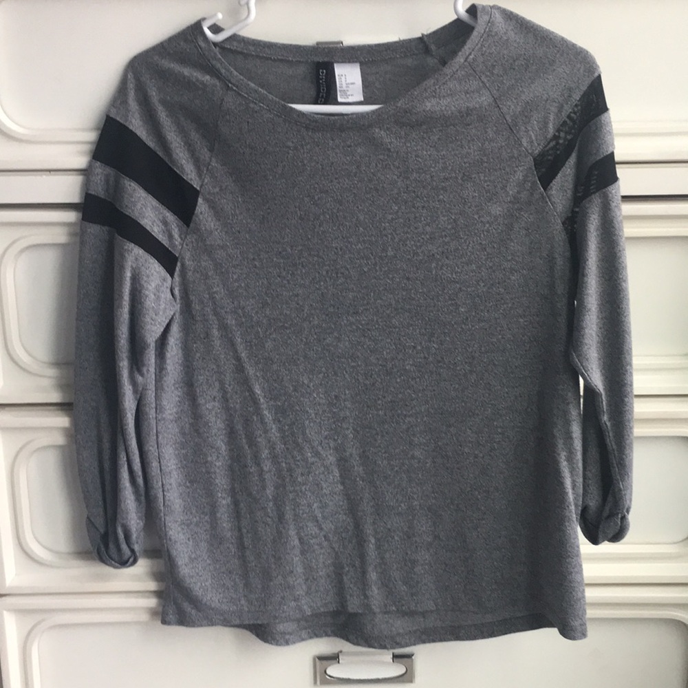 H&M Gray and Black Jersey Long-Sleeved Tee